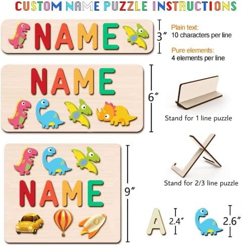 Personalized Name Puzzle for Kids Wooden Puzzle with Engraved Text