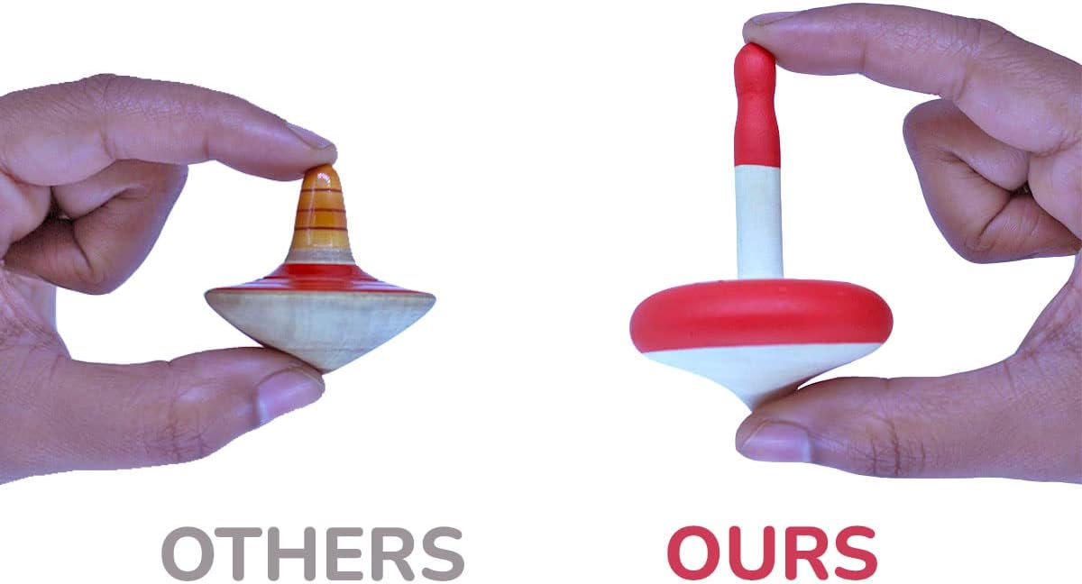 Shumee Set of 3 Colorful Wooden Spin Tops