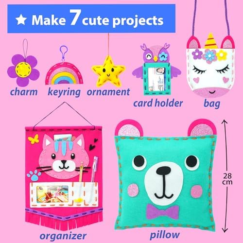 KRAFUN First Sewing Kit for Kids 7 Easy DIY Projects