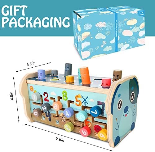 KIDWILL 3-in-1 Wooden Hammering Toy Set for 12 Months