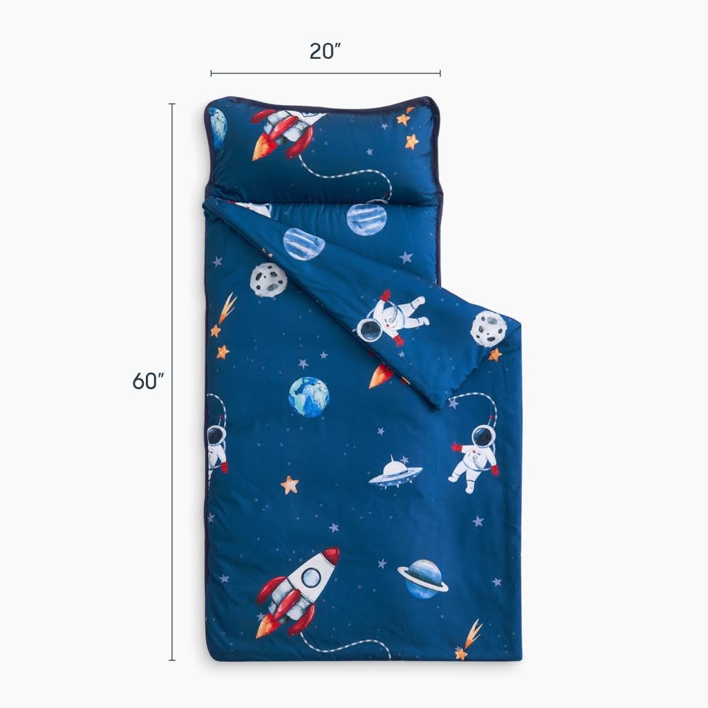 Wake In Cloud Toddler Nap Mat with Pillow and Blanket Galaxy Themed
