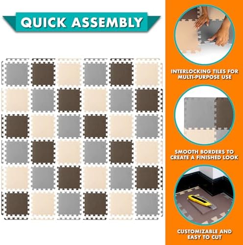 ProSource Foam Puzzle Floor Play Mat for Kids