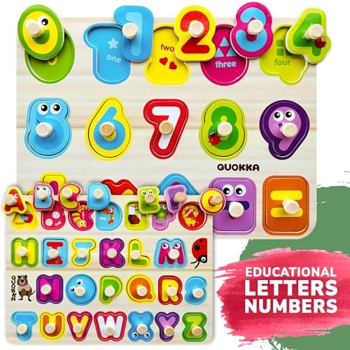 QUOKKA Wooden Toddler Puzzles 6XSET Learning Set