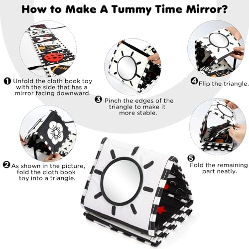 URMYWO High Contrast Baby Book with Mirror