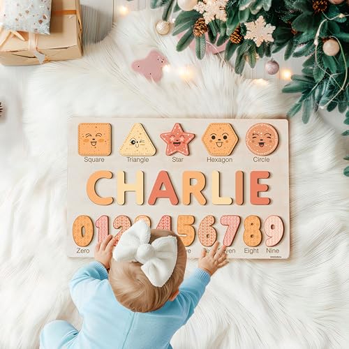 Personalized Wooden Name Puzzle for Kids Customizable with Numbers and Shapes