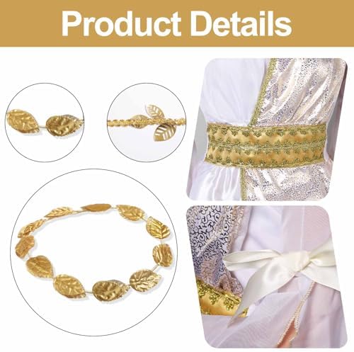 Greek Costume Set for Girls with Dress Headband and Waistband