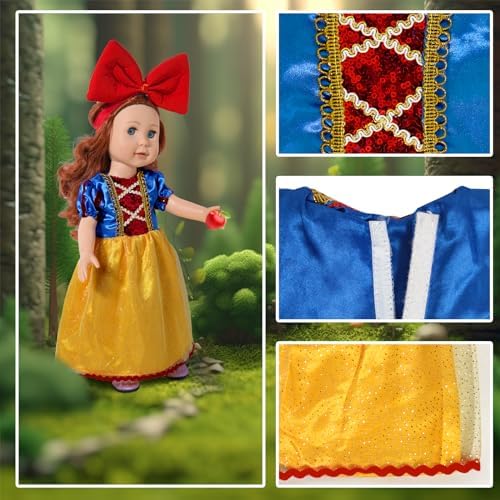WONDOLL 18 Inch Princess Dress 6Pcs Costume Set