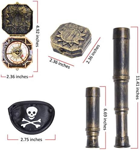 Eco-Fused Pirate Themed Telescope Compass Prop Set