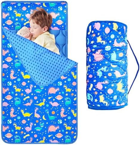 Oudain Nap Mat with Removable Pillow and Blanket for Toddlers
