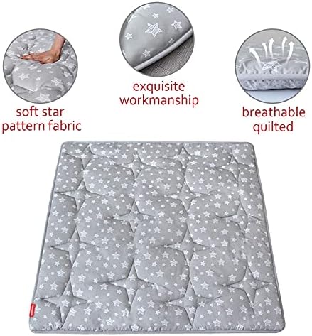 Moonsea Teepee Play Tent Mat 43x43 Quilted Square Pad with Non-Slip Backing
