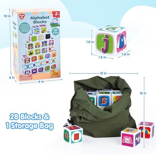 PLAY ABC Stacking Blocks 28PCS for Toddlers 1-3