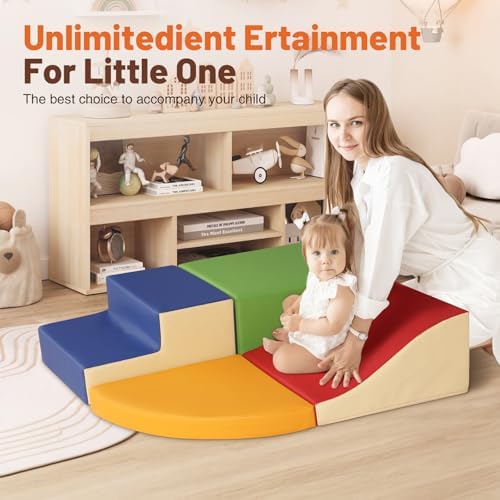 4-Piece Soft PU Leather Toddler Climbing Set