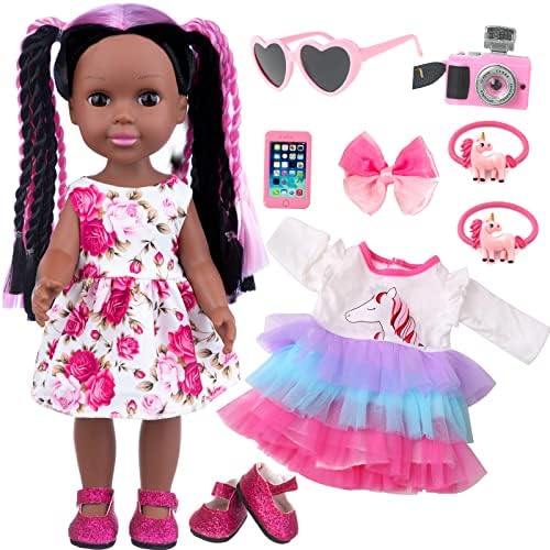 ZNTWEI 145 Inch Black Baby Doll with Clothes and Accessories Set