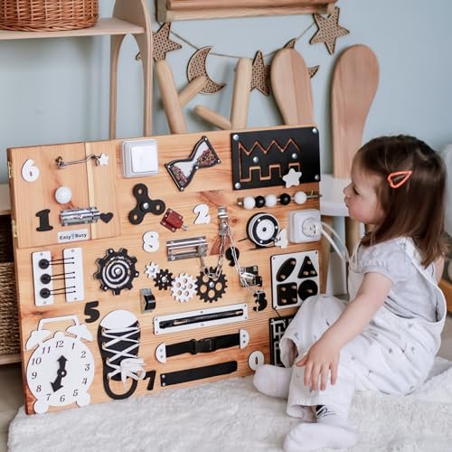 Toddler Activity Board Montessori Busy Board with Fidget Elements