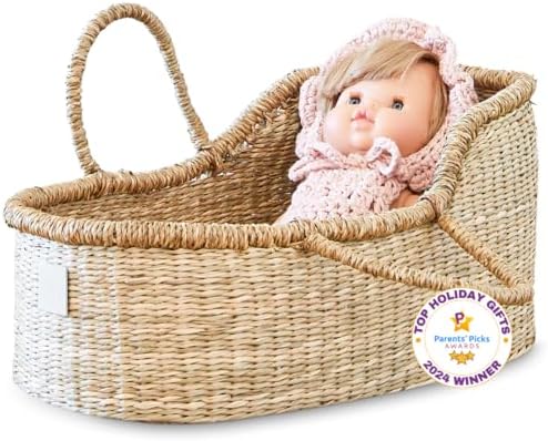 Premium Baby Doll Bassinet - Handmade Seagrass Carrier 1