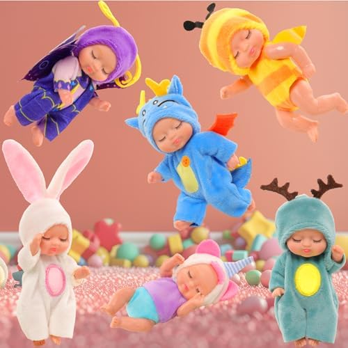4 Inch Mini Baby Dolls 6pcs Set Realistic Reborn Toys