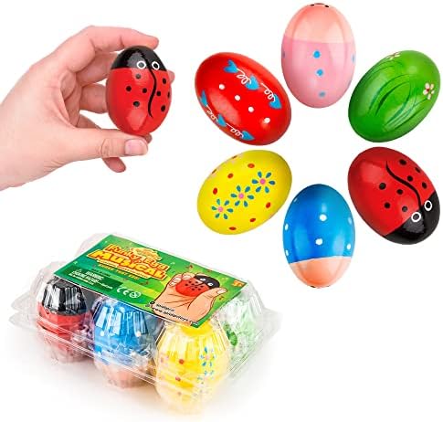 IPIDIPI TOYS Egg Shakers Maracas Pack of 6 Musical Wooden Toys