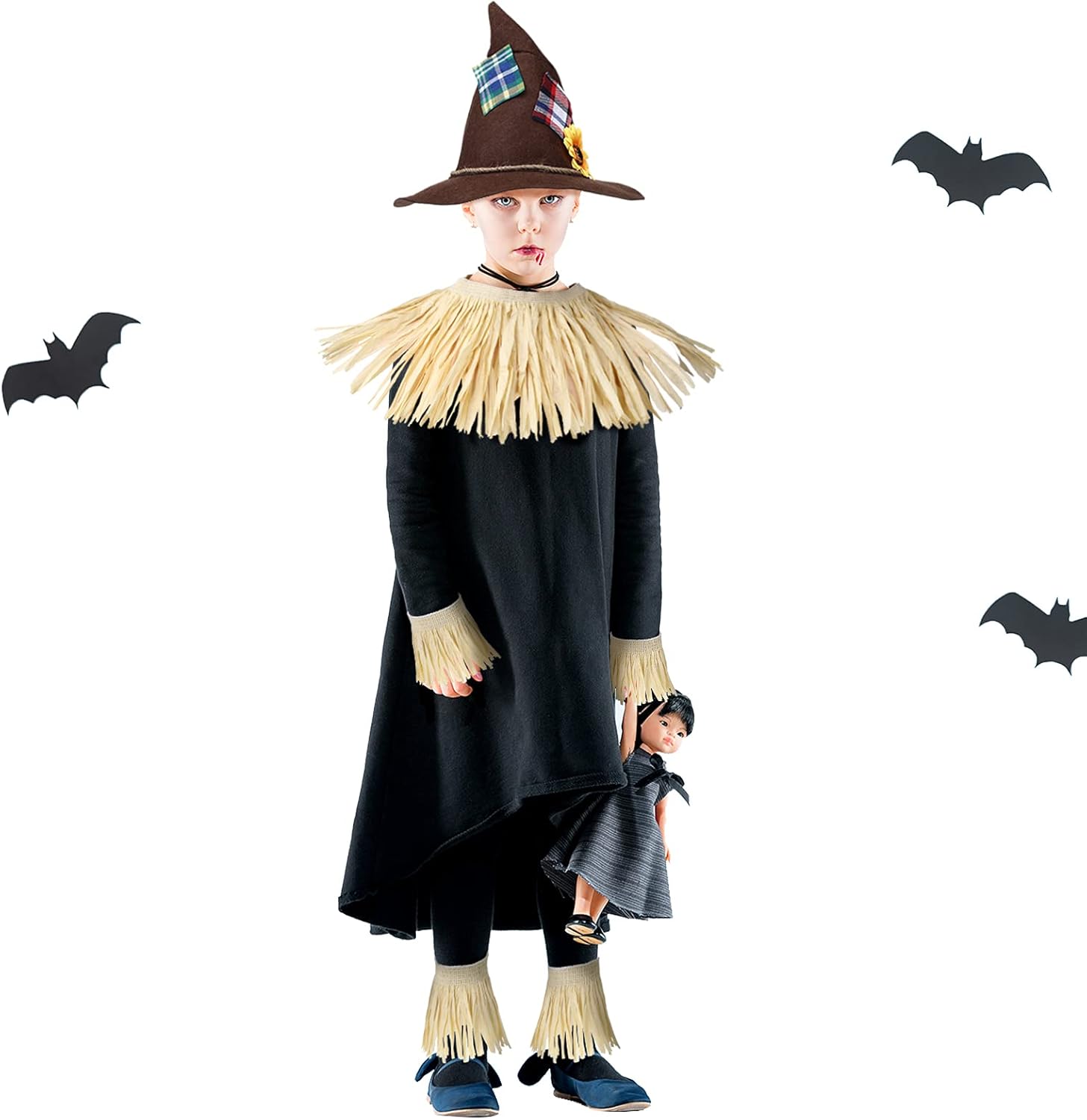 SATINIOR 6-Piece Scarecrow Costume for Kids