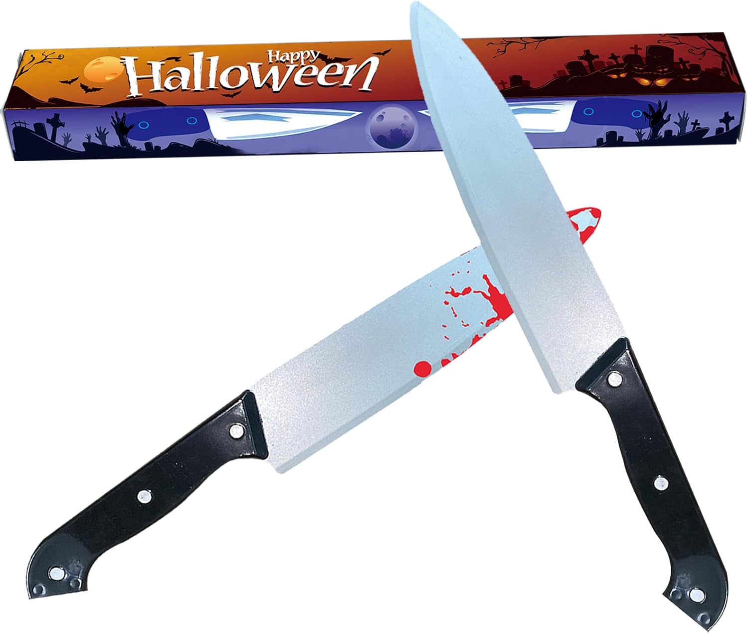 2Pcs Halloween Fake Knife Prop Realistic and Safe