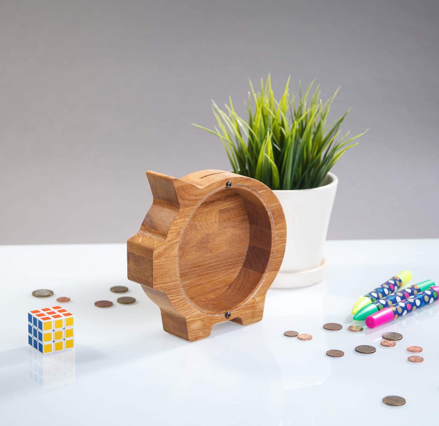 Oak Wood Coin Bank for Kids - Personalized Saving Box