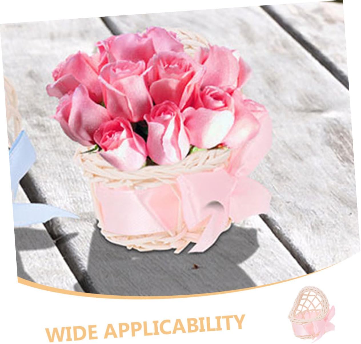 Toddmomy Mini Woven Flower Basket for Dollhouse DIY