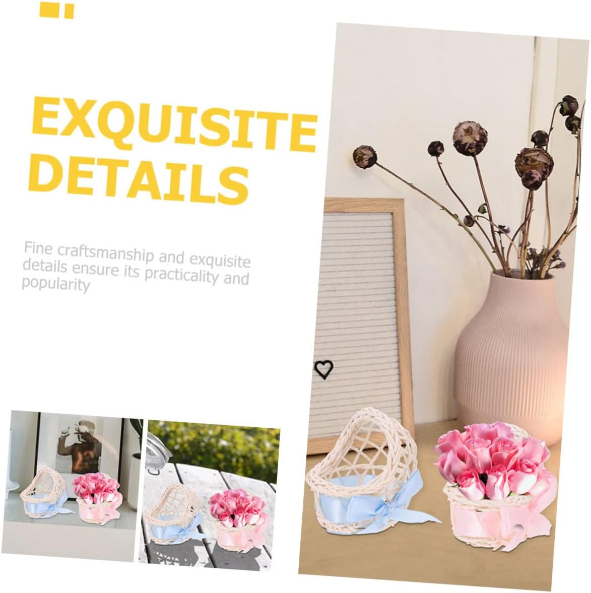 Mini Woven Rattan Baskets for Doll House Decor