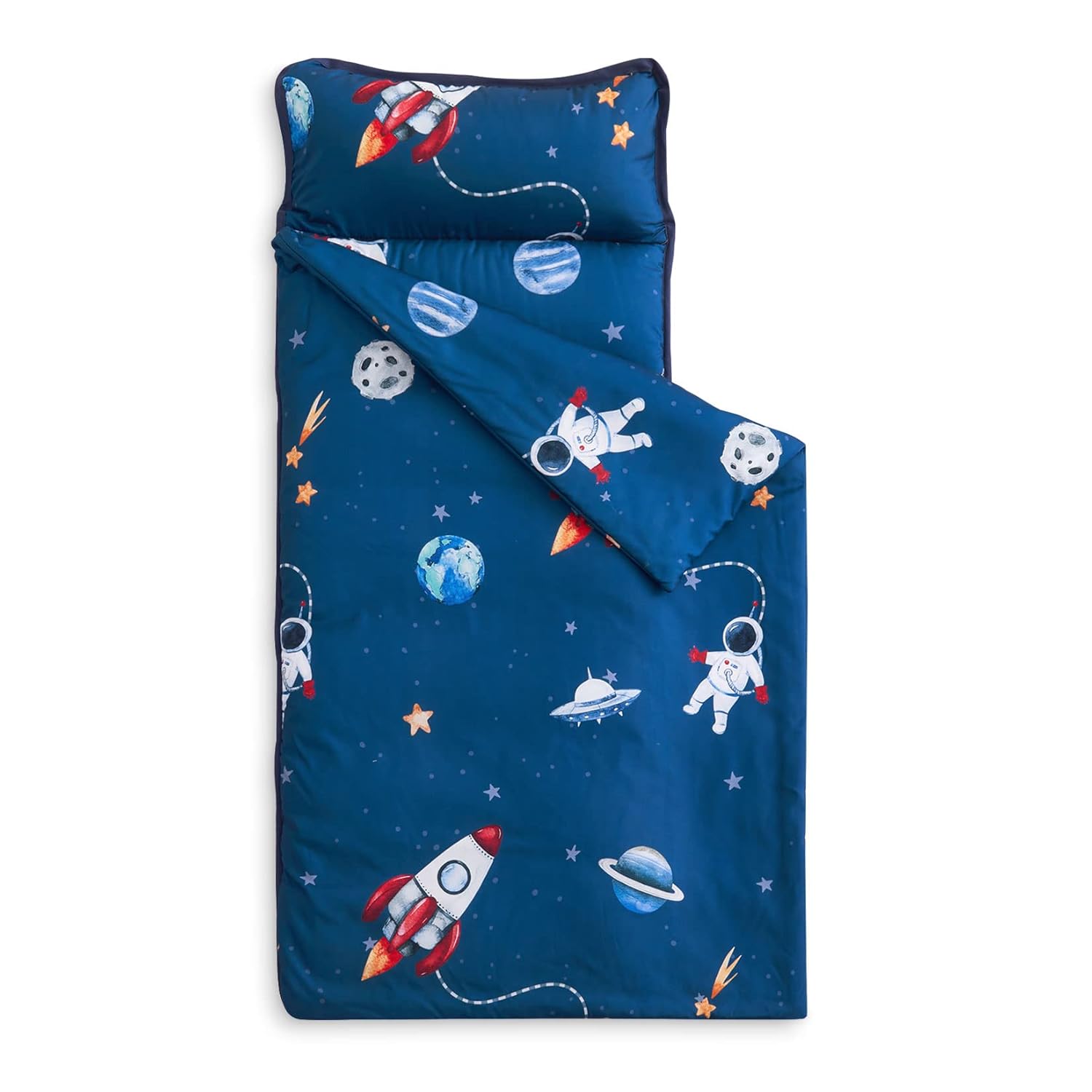 Wake In Cloud Toddler Nap Mat with Pillow and Blanket Galaxy Themed