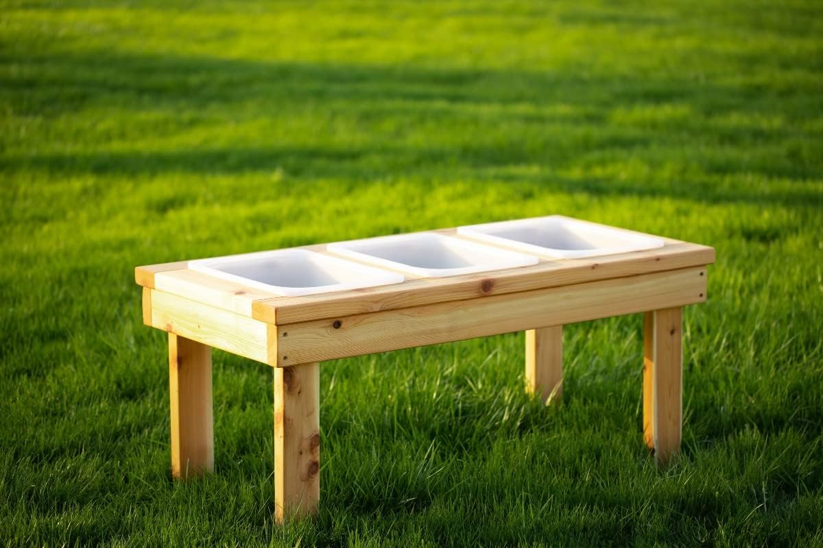 Noble Wooden Toy Co Triple Bin Sensory Table for Toddlers