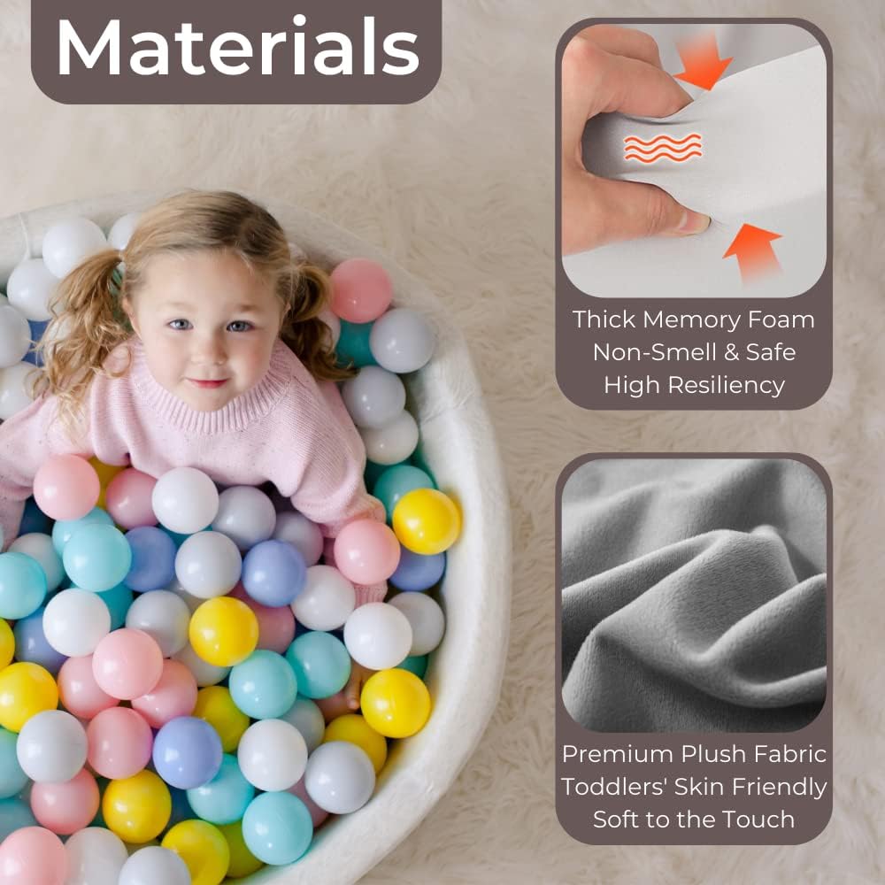 Wonder Space Deluxe Kids Ball Pit - Soft Plush Playpen for Toddlers