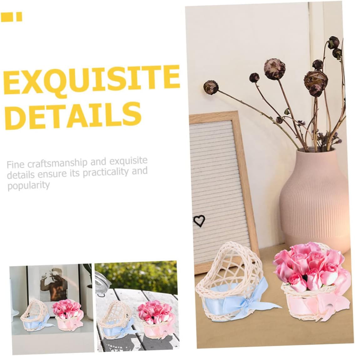 BESTonZON Mini Woven Flower Basket Easter Decor