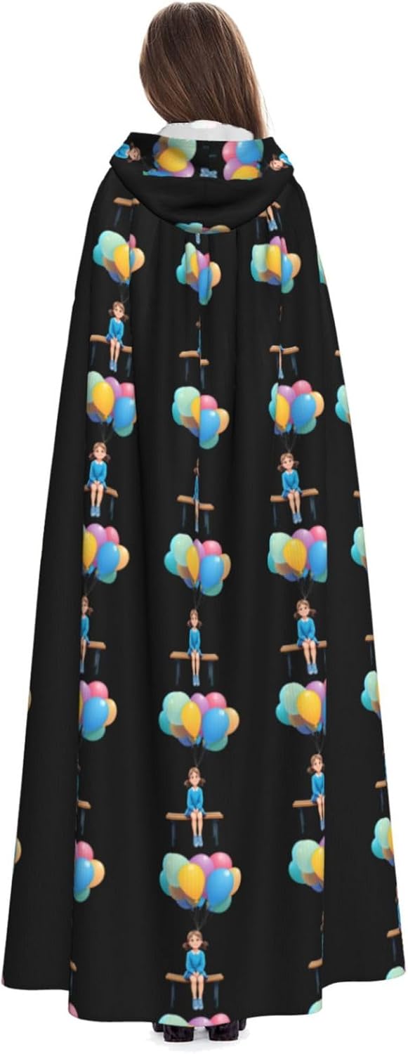 MJHKXLJ Little Girl Balloon Bench Hooded Cloak