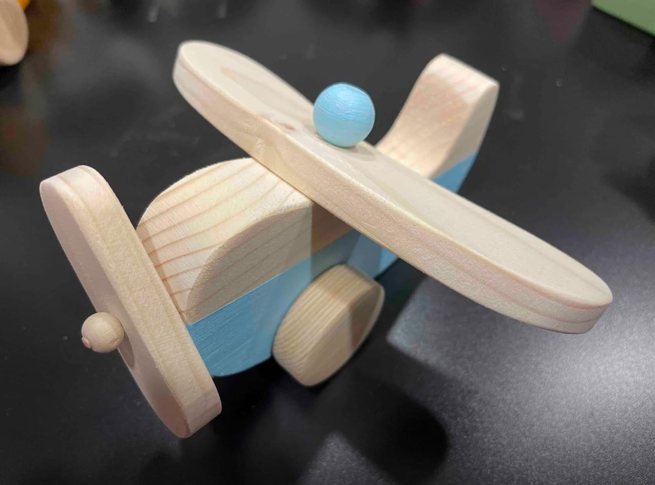 Wooden Airplane Toy Handmade Natural Wood Pull Toy for Toddlers