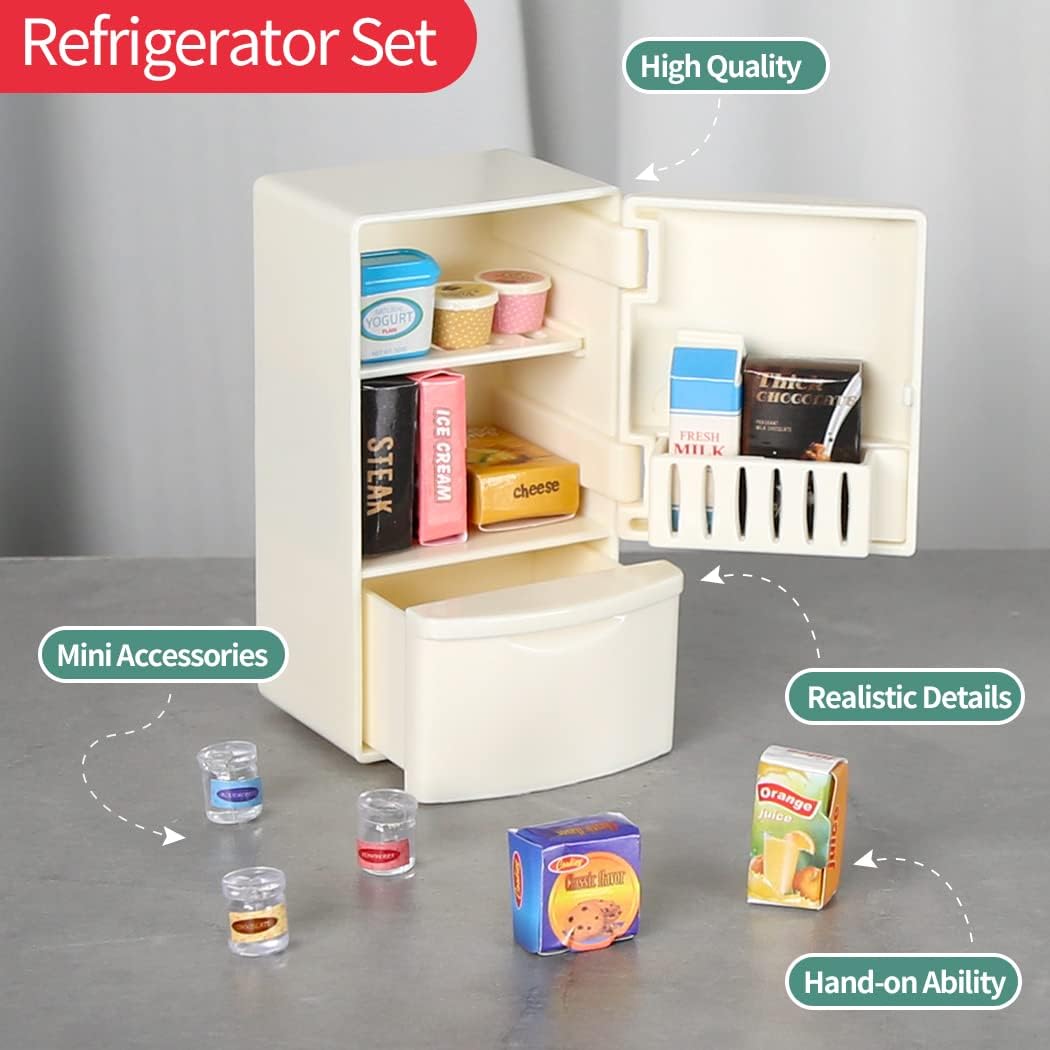 TAKIHON Dollhouse Furniture Kitchen Bathroom Set for Kids
