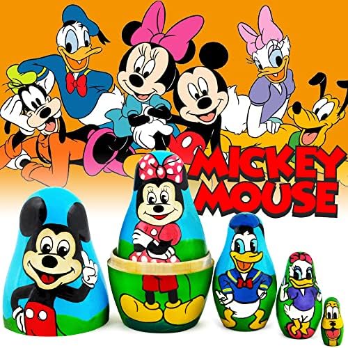 Matryoshka Russian Nesting Wooden Dolls Cartoon Set 5 Pcs