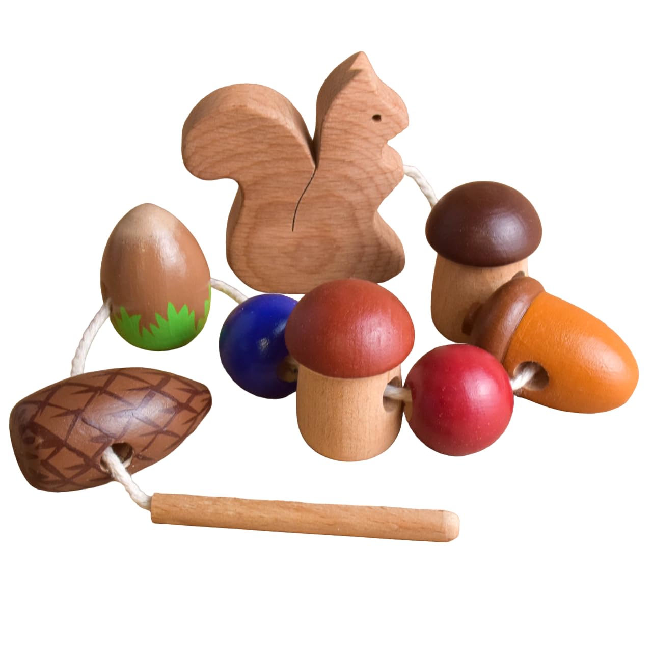 Wooden Lacing Toy Squirrel Montessori Educational Toy