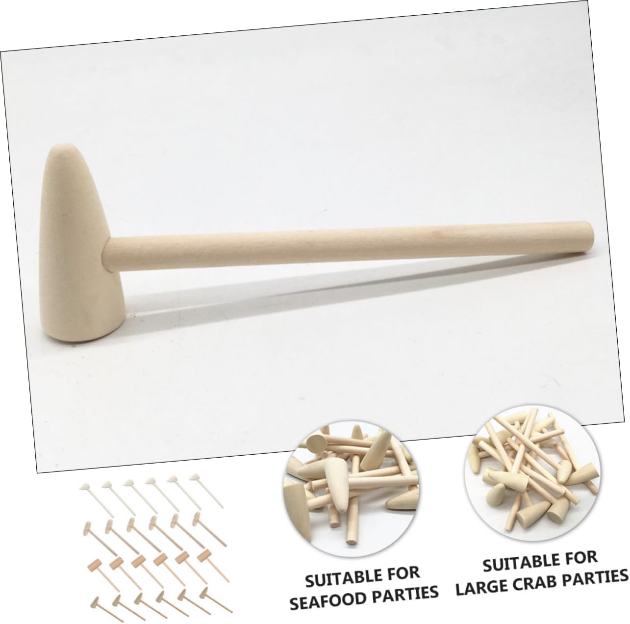 24pcs Mini Wooden Crab Hammers for Kids