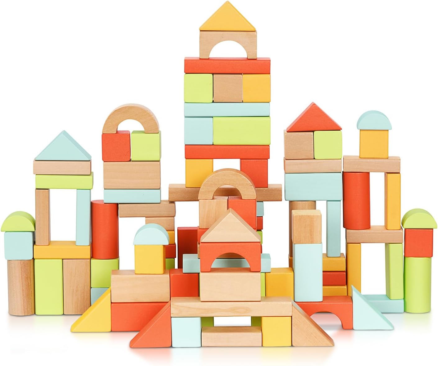 100pcs Montessori Wooden Blocks for Toddlers 1-3