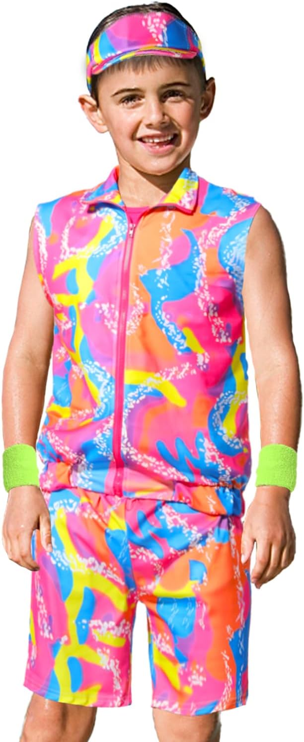 80s Workout Costume for Kids Halloween Cosplay Set