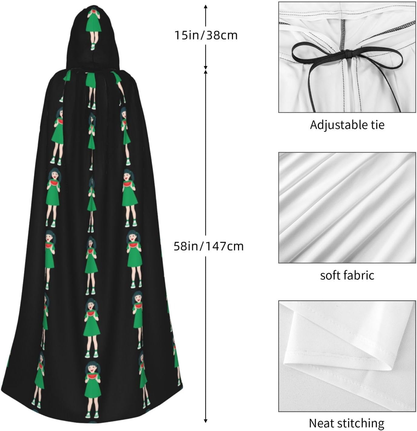 Little Girl Eating Watermelon Halloween Hoodie Cloak