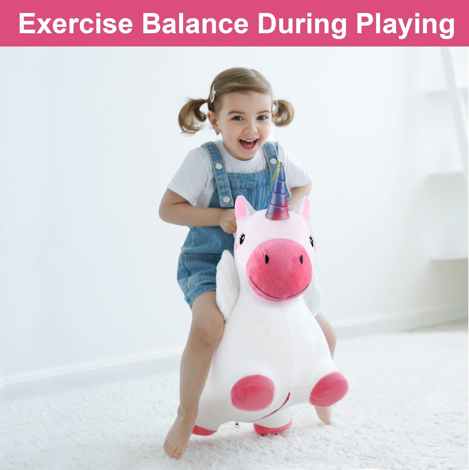 iPlay iLearn Bouncy Unicorn Hopper Toy for Toddlers