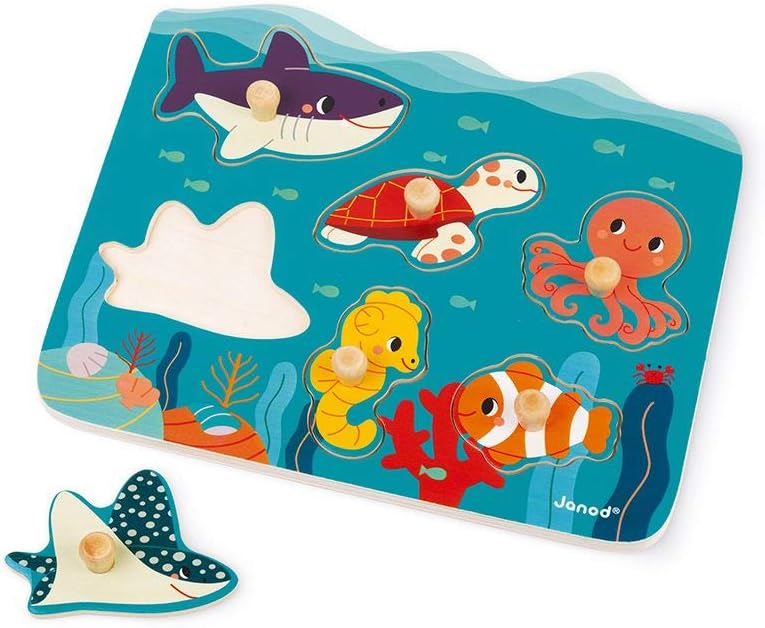 Janod Ocean Puzzle for Toddlers 7 Pieces Ages 18 Months