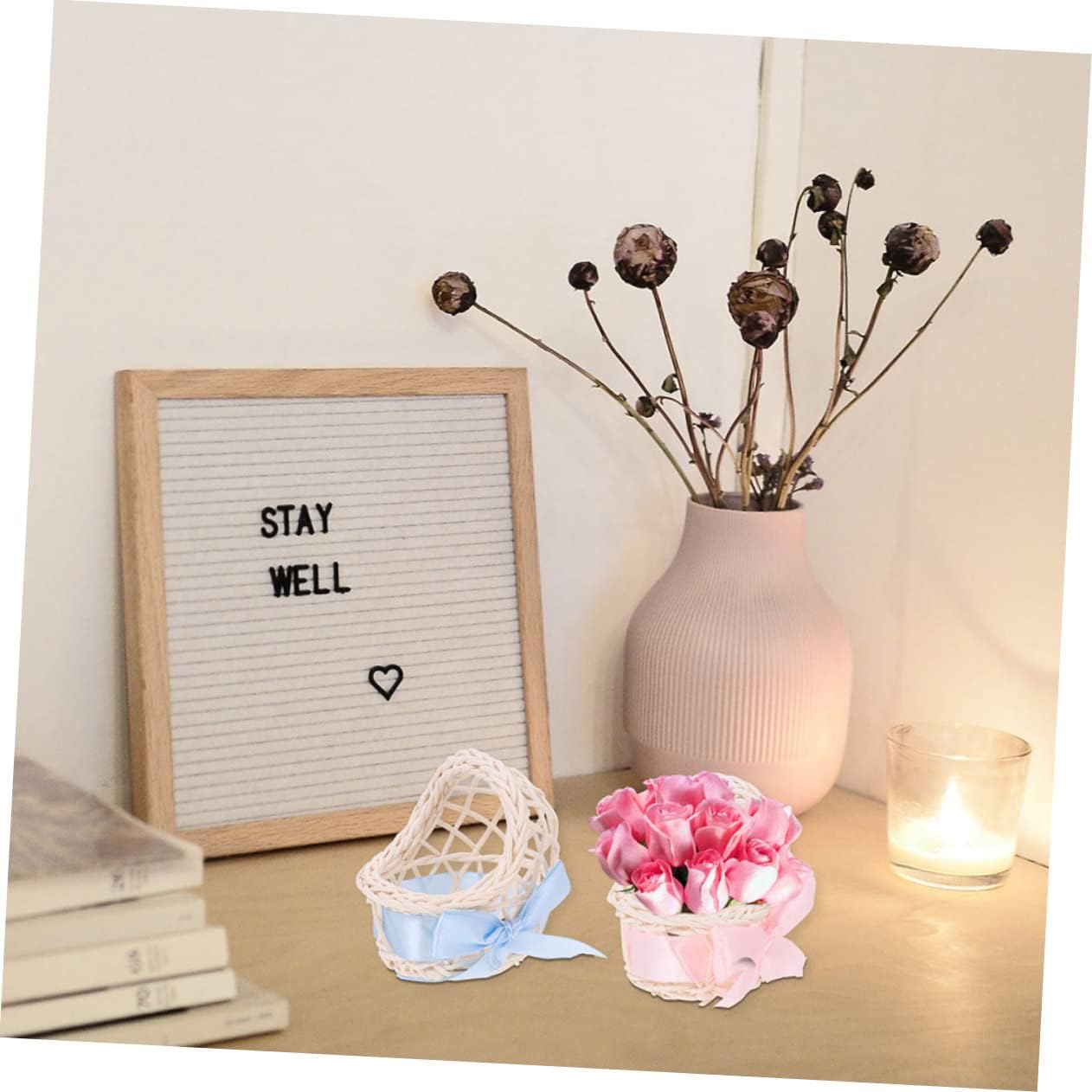 BESTonZON Mini Woven Flower Basket Easter Decor
