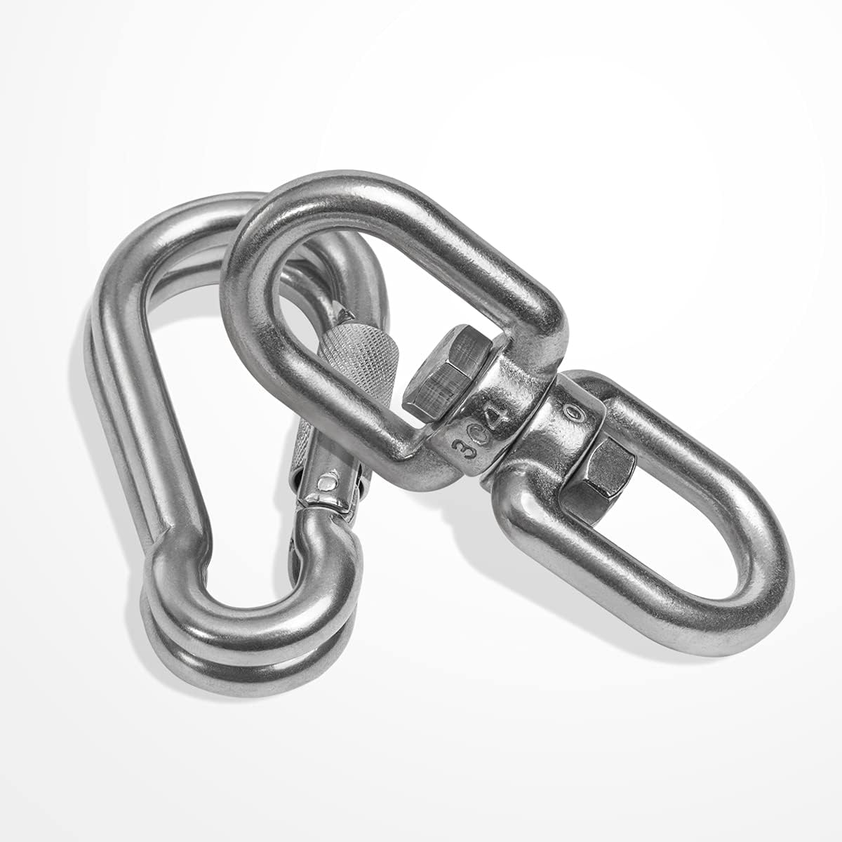 Velomill 304 Stainless Steel Swivel Eye Hook M8 Double Ended with Snap Hooks