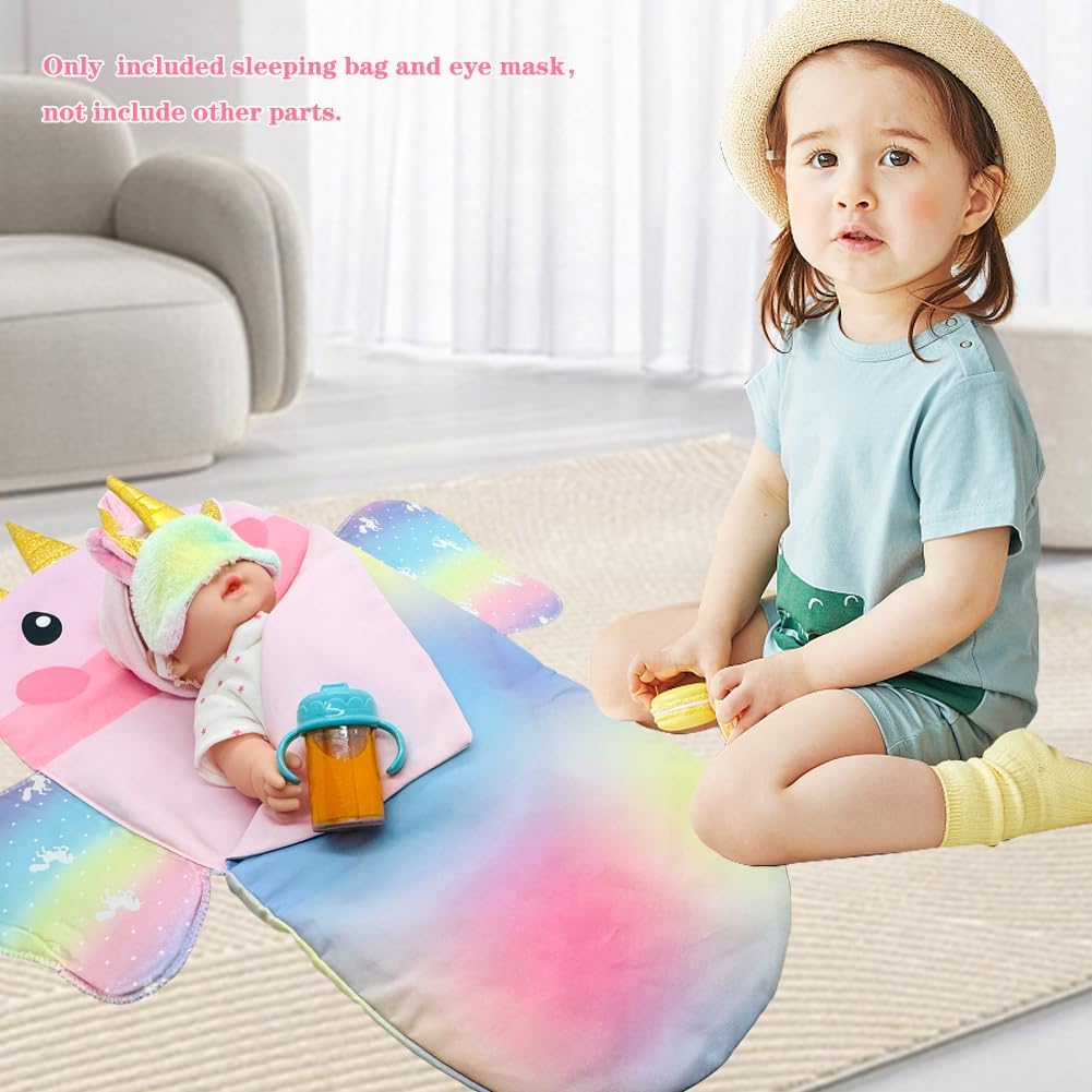 Ferberbears Rainbow Unicorn Doll Sleeping Bag Playset