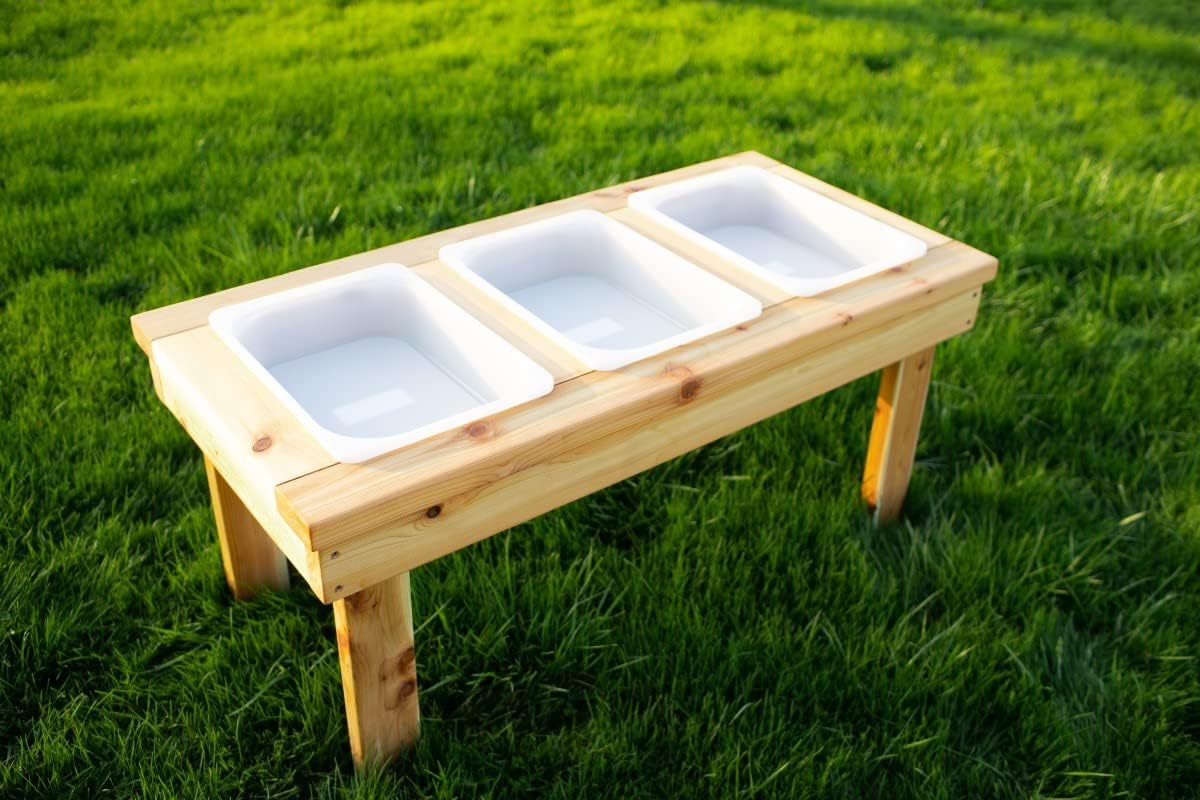 Noble Wooden Toy Co Triple Bin Sensory Table for Toddlers