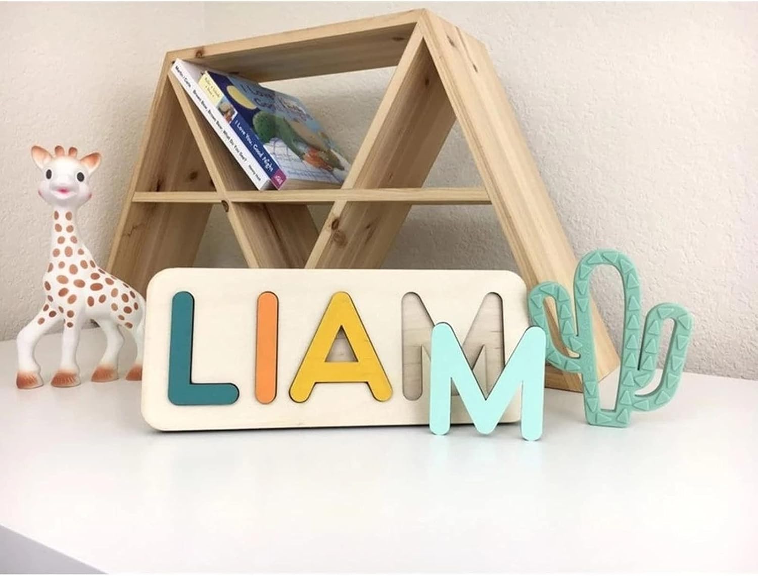 Custom Wooden Baby Name Puzzle 1st Birthday Gift