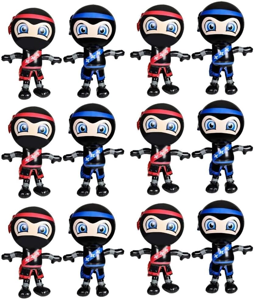 Set of 2 Inflatable Ninja Party Decorations Red Blue