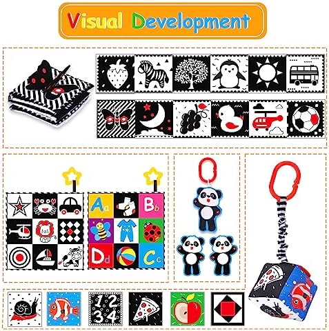 Thremhoo 4PCS High Contrast Baby Toys 0-6 Months