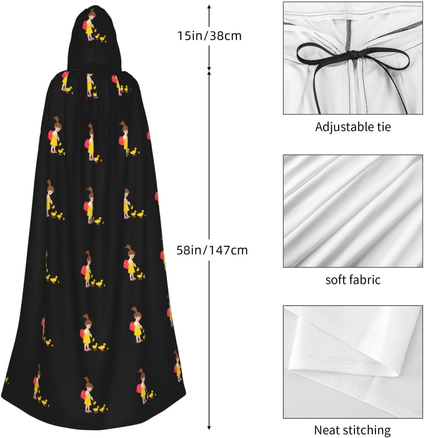 MJHKXLJ Little Girl Feeding Ducklings Hooded Cloak for Halloween