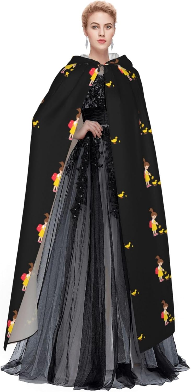 MJHKXLJ Little Girl Feeding Ducklings Hooded Cloak for Halloween